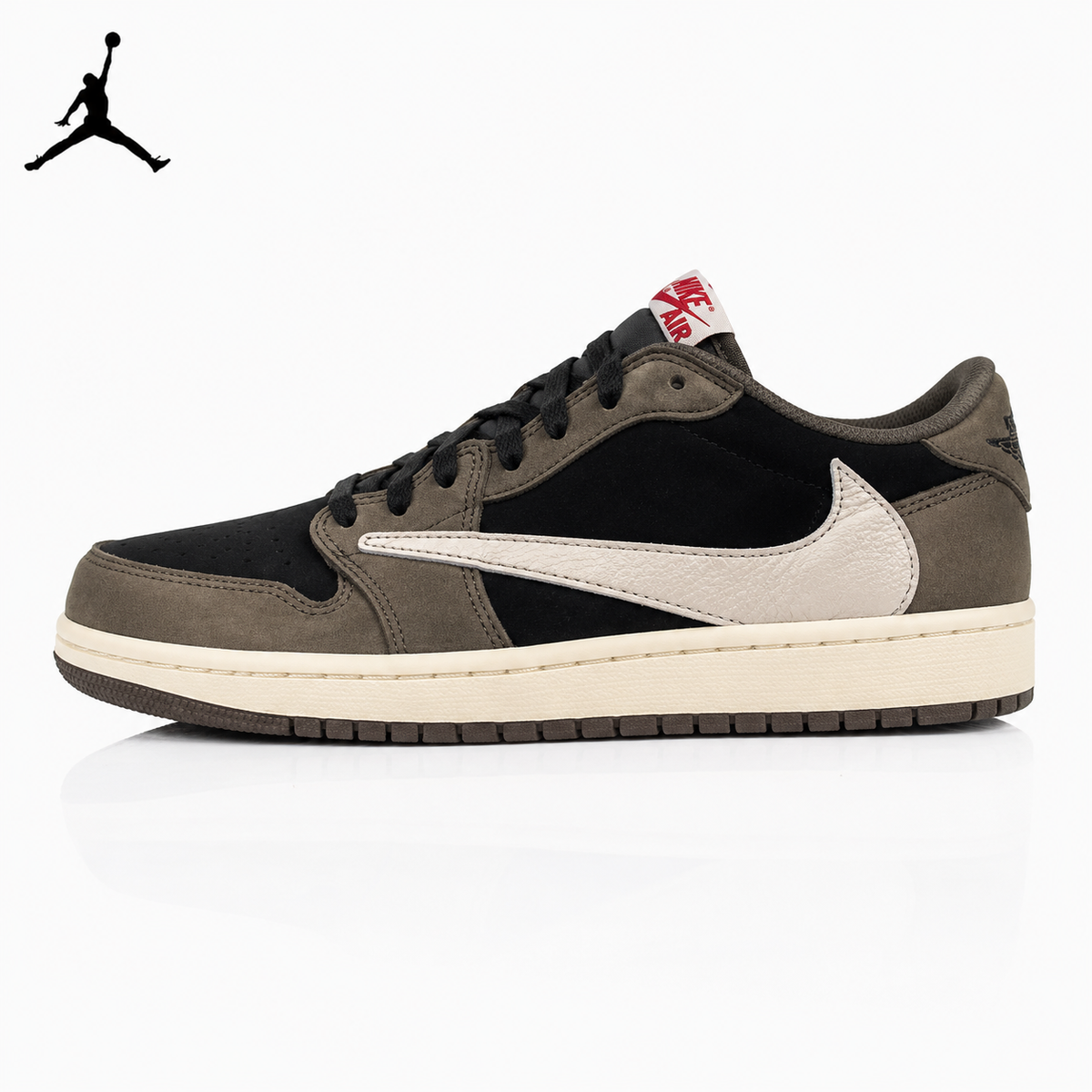 Air Jordan 1 Low Black-Brown Reverse Swoosh Unisex Sneakers CQ4277-001 main product view