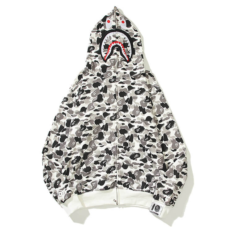 BAPE ABC Camo Shark Hoodie - Green & Grey product view 2