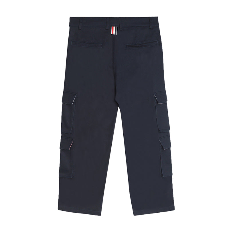 Thom Browne Style Men's Casual Cargo Pants - 100% Cotton with Adjustable Backstrap with Signature... - Image 5