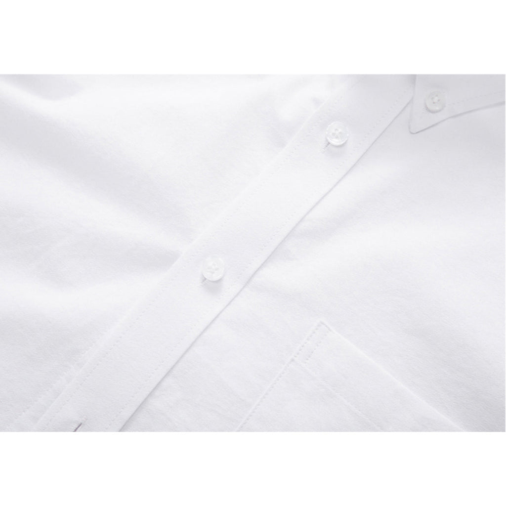 Classic Four-Bar Oxford Dress Shirt by Thom Browne, shirt detail view