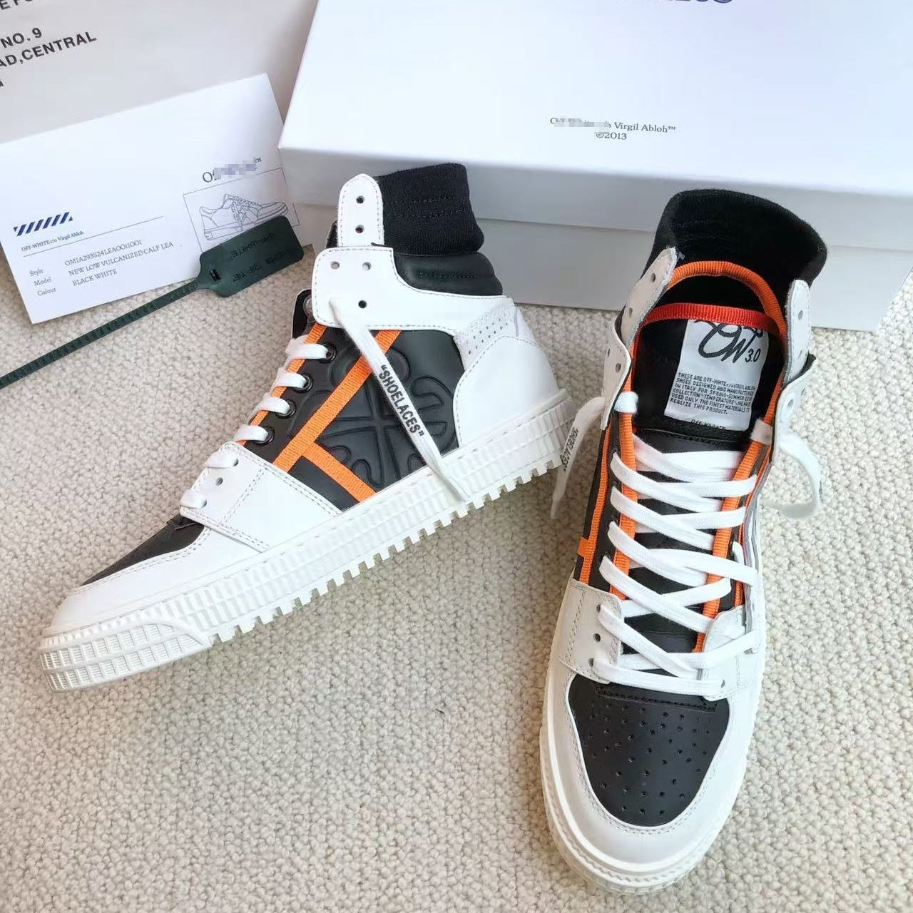 OFF-Whlte Arrow logo high-top sneakers#13 4-Bar