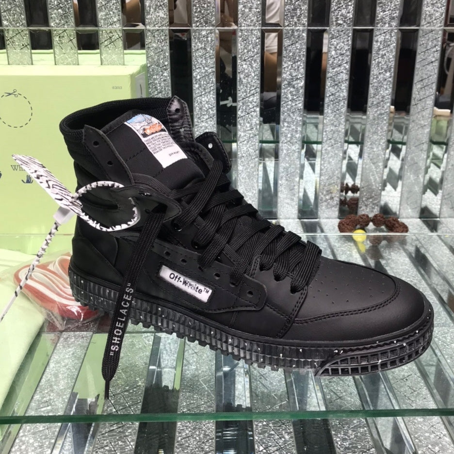 OFF-Whlte Arrow Logo Leather Sneakers #34 4-Bar
