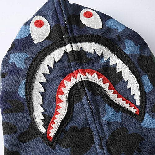 BAPE Navy Blue Camo Shark Hoodie product view 5