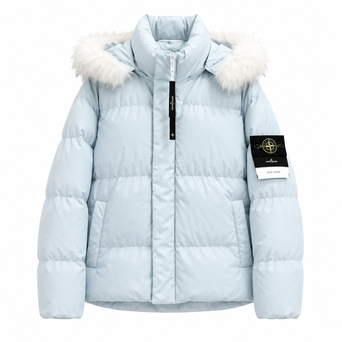 Stone Island Fur-Trim Hooded Padded Jacket - White product detail view
