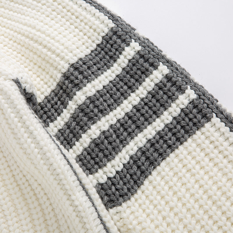 Classic Four-Bar Couples Knitwear Sweater - 100% Cotton Made in Japan by Thom Browne, knitwear detail view