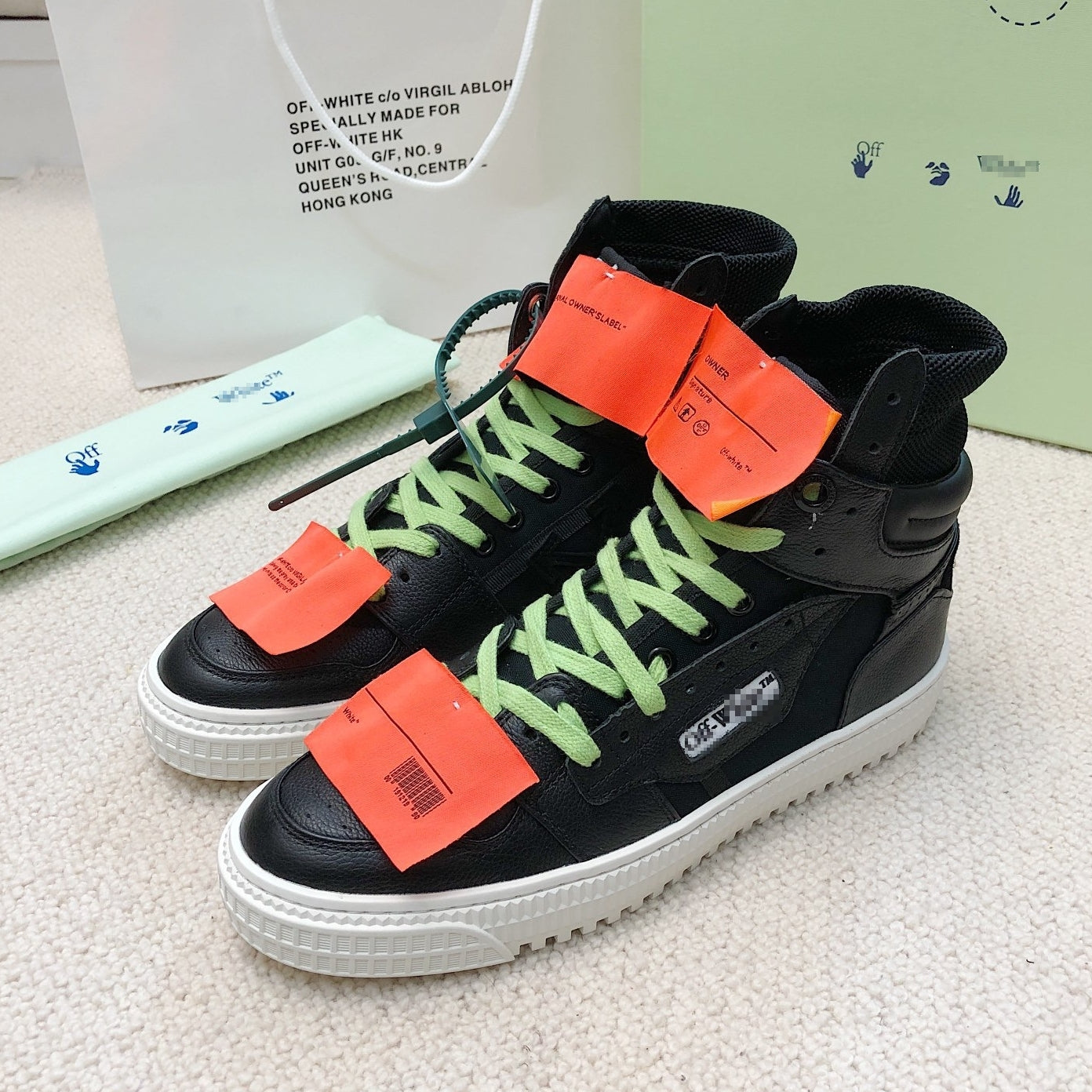 OFF-Whlte Arrow logo high-top sneakers#13 4-Bar