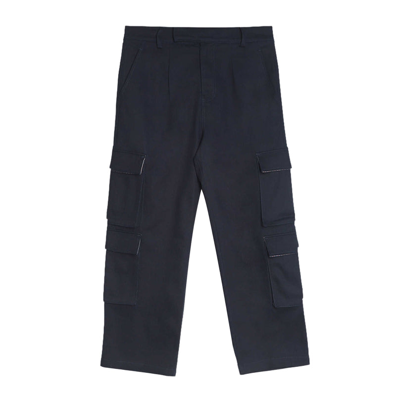 Thom Browne Style Men's Casual Cargo Pants - 100% Cotton with Adjustable Backstrap with Signature... - Image 4