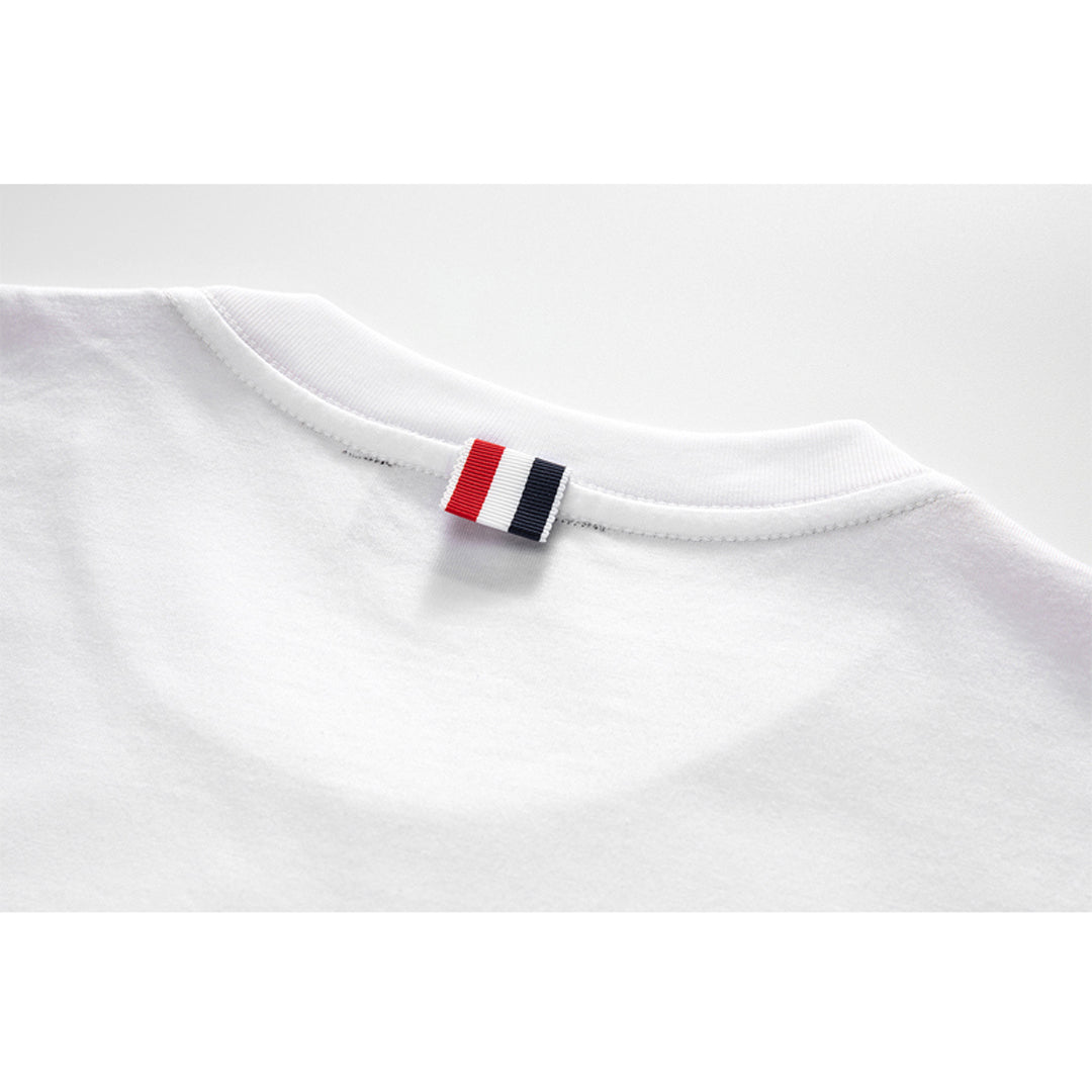 Men's Classic Four-Bar Couple Puppy Dog T-Shirt - 100% Cotton Made in Japan by Thom Browne, product detail view