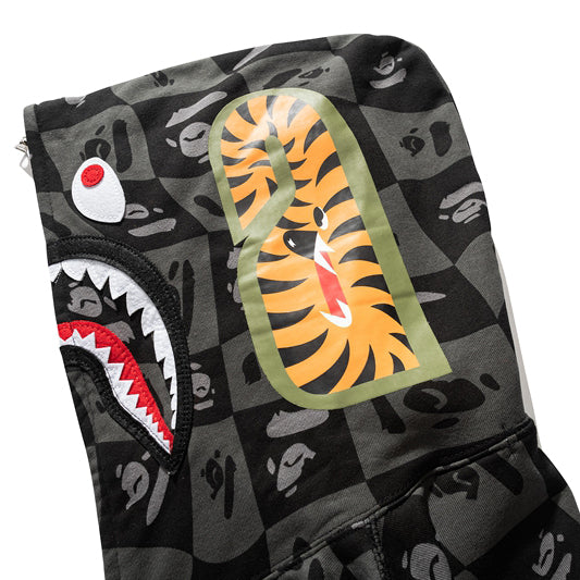 BAPE Black Grey Shark Zip Hoodie product view 3