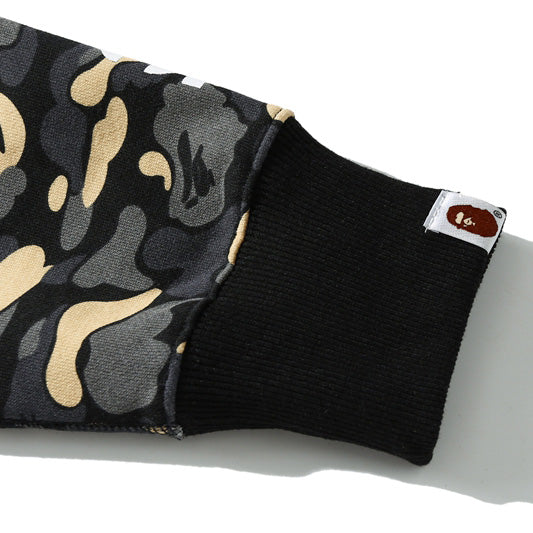 BAPE Black Camo Double-Hood Shark Zip Hoodie product view 6