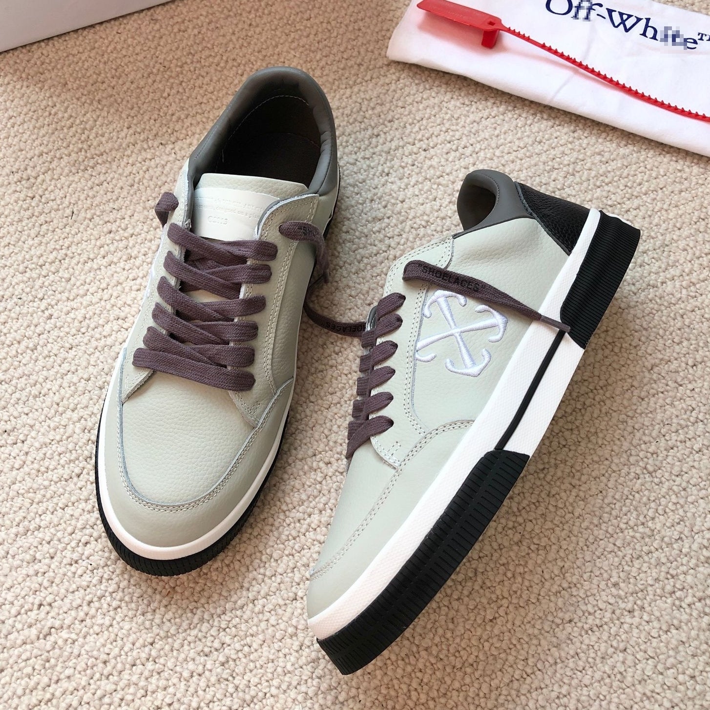 OFF-Whlte Genuine Leather Sneakers#65 4-Bar
