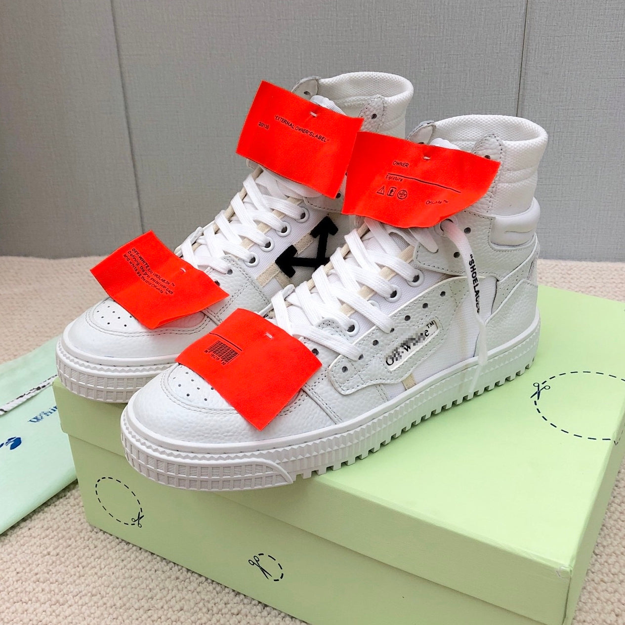 OFF-Whlte Arrow logo high-top sneakers#13 4-Bar