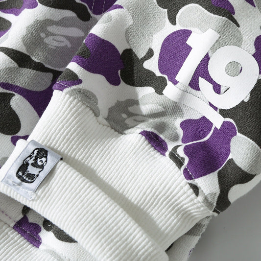 BAPE Purple Camo Double-Hood Shark Zip Hoodie product view 8