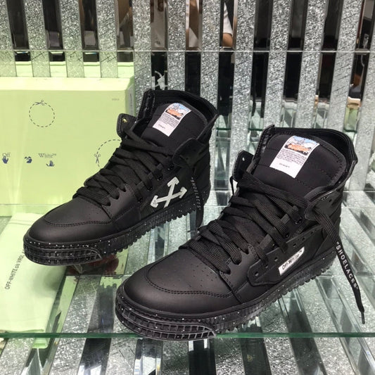 OFF-Whlte Arrow Logo Leather Sneakers #34 4-Bar
