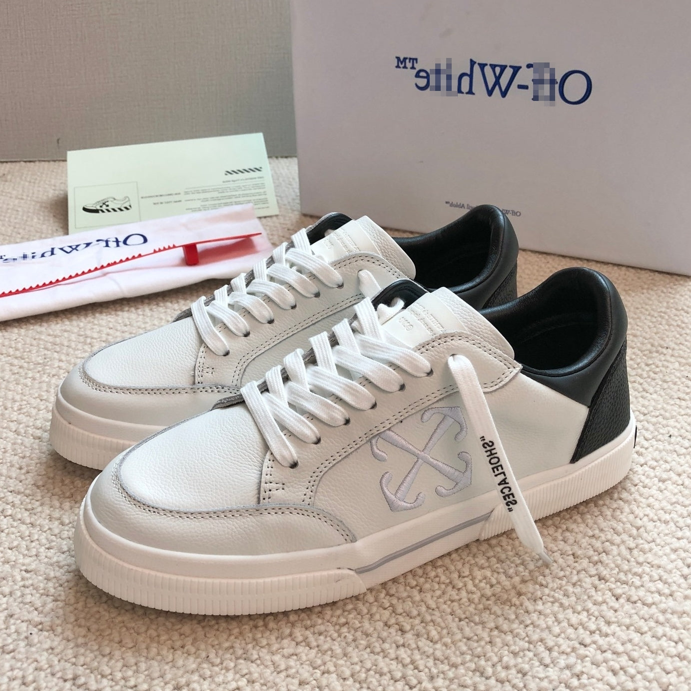OFF-Whlte Genuine Leather Sneakers#65 4-Bar