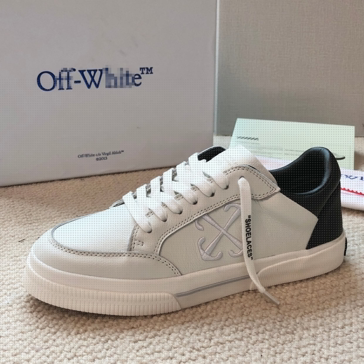 OFF-Whlte Genuine Leather Sneakers#65 4-Bar