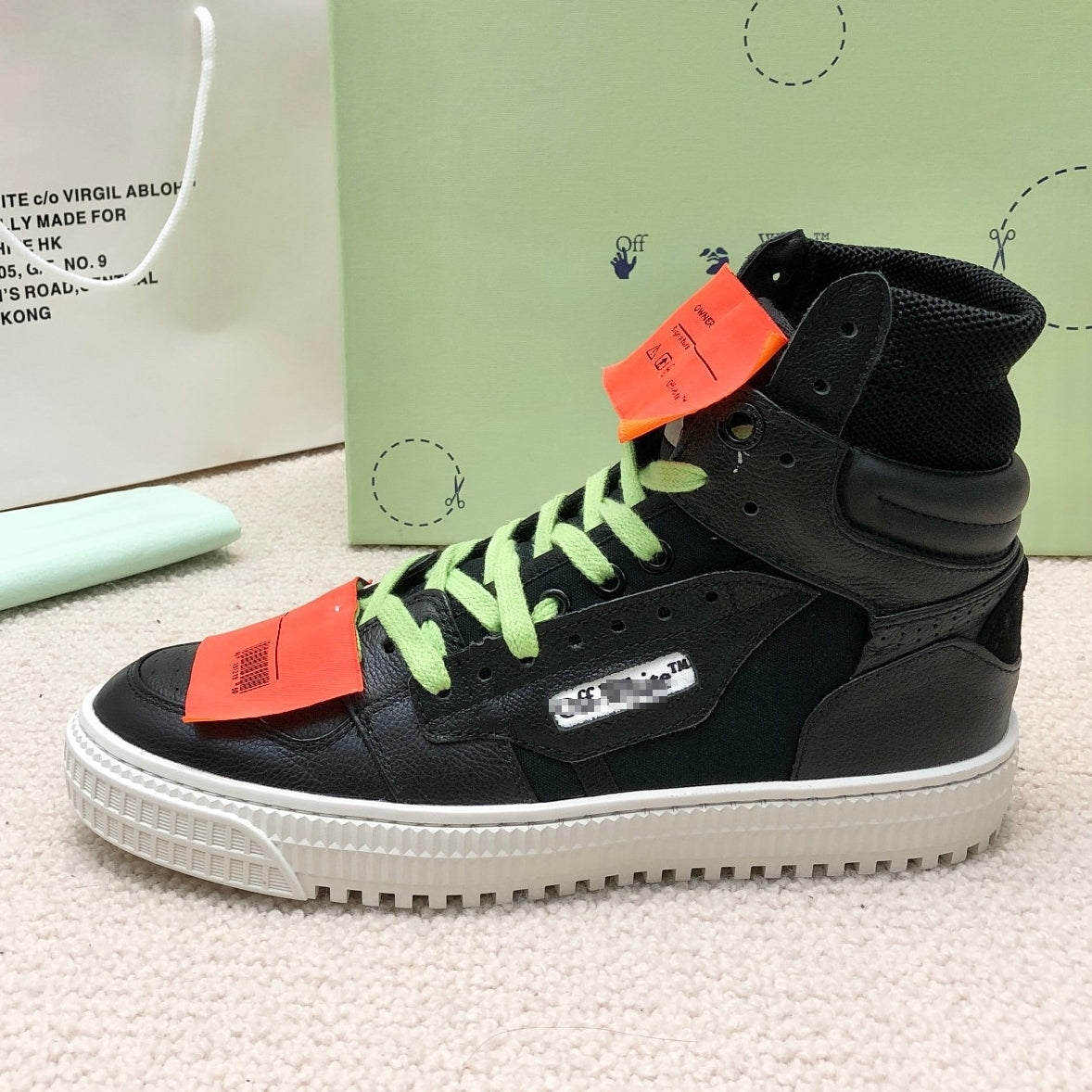 OFF-Whlte Arrow logo high-top sneakers#13 4-Bar