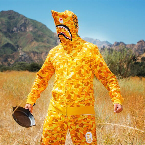 BAPE Orange Camo Shark Hoodie product view 3