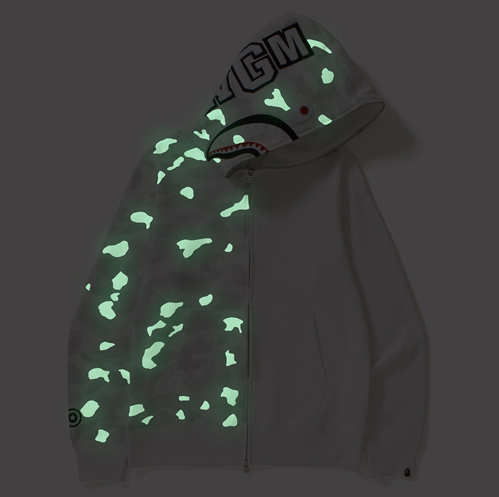 BAPE Fluorescent Split Camo Shark Zip Hoodie product view 4