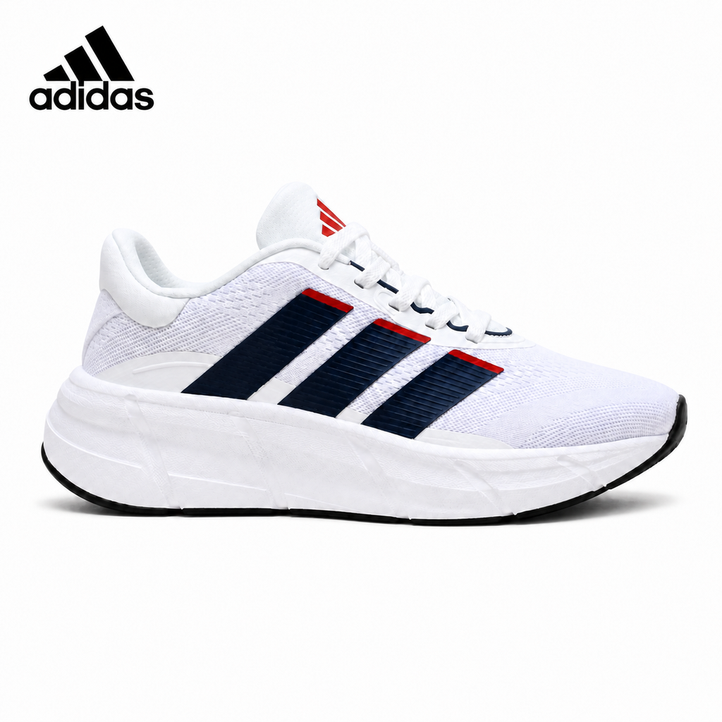 Adidas K81801750 men's running shoes in White/Navy/Red - single shoe side profile