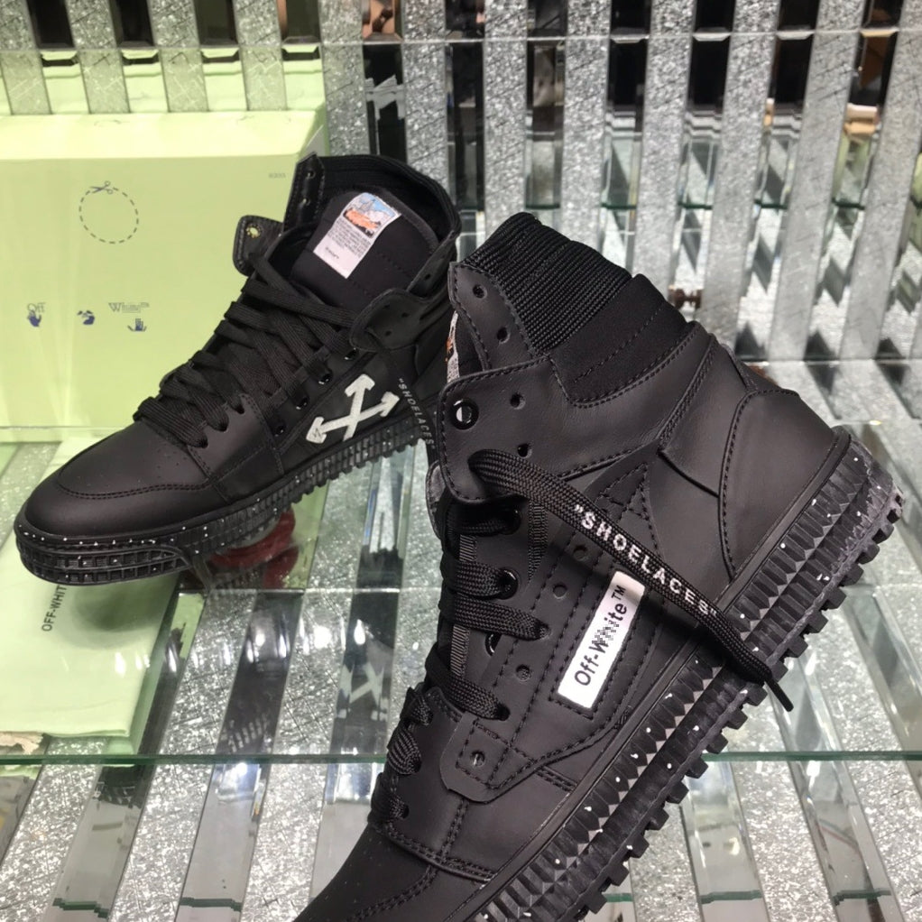 OFF-Whlte Arrow Logo Leather Sneakers #34 4-Bar