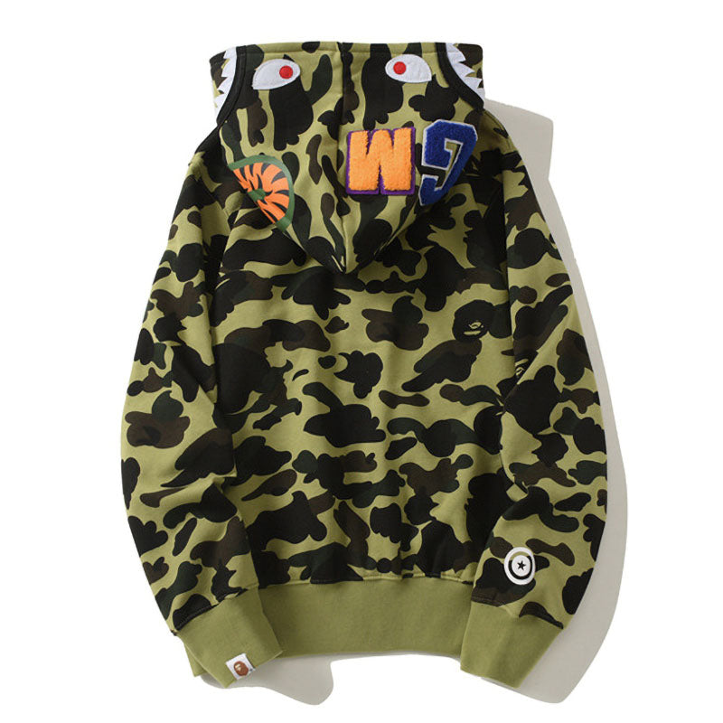 BAPE Green Camo Shark Hoodie product view 2