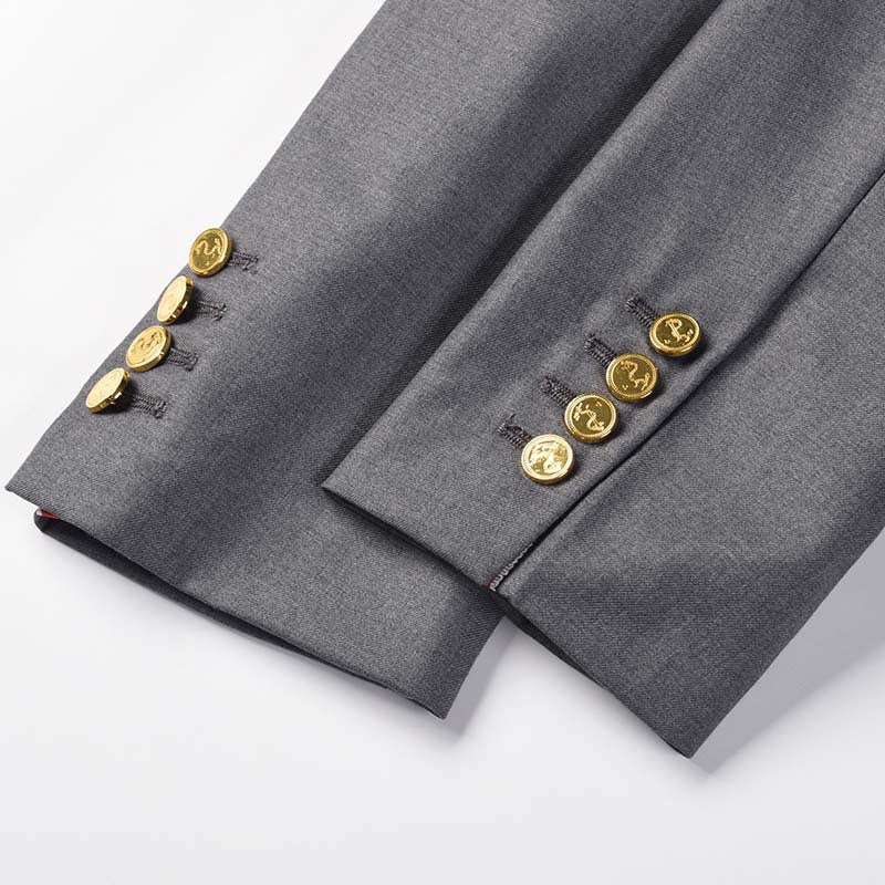 Casual suit by Thom Browne, outerwear detail view