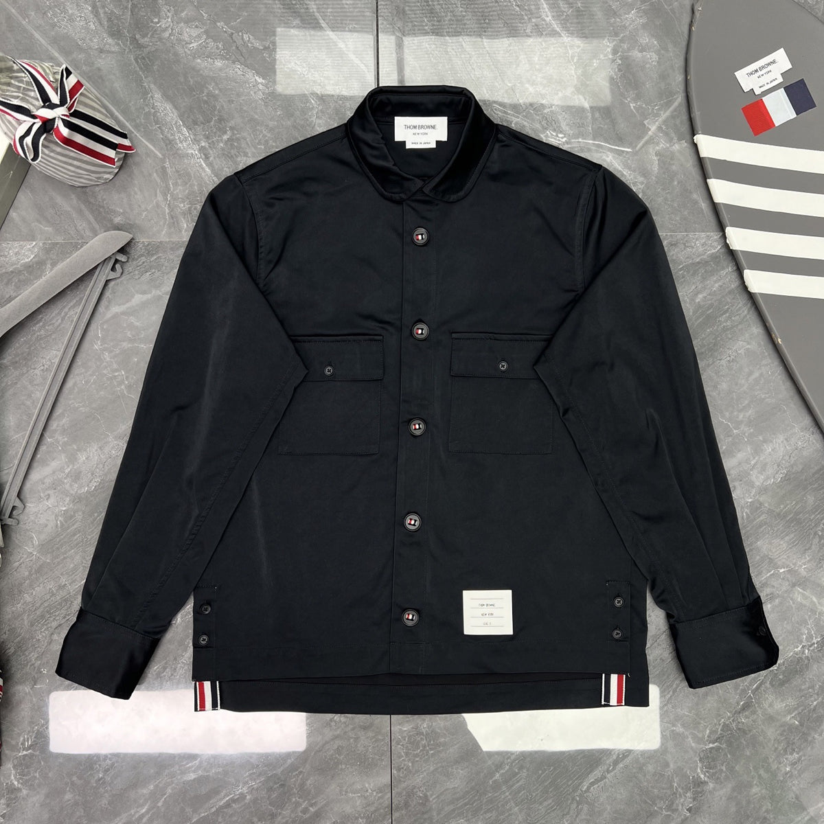 Thom Browne Men's Navy Button-Front Shirt Jacket