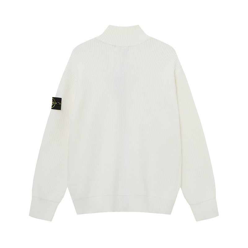 Stone Island Compass Badge Zip-Up Knit Cardigan - Gray product detail view
