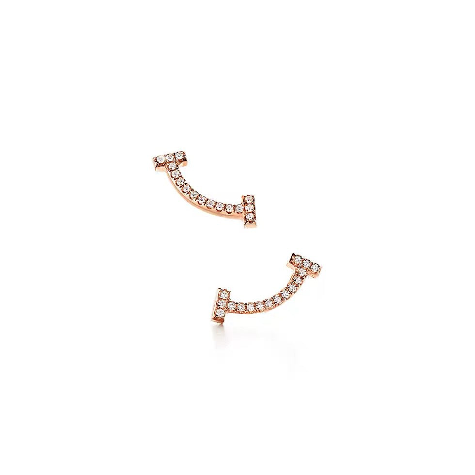 Tiffany Style Smile Cubic Zirconia Earrings detail view 9