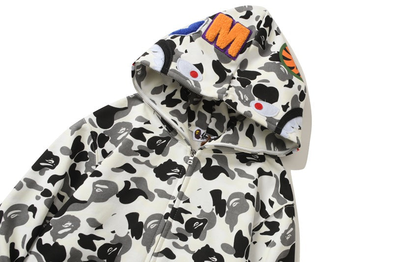 BAPE White Camo Shark Hoodie product view 3