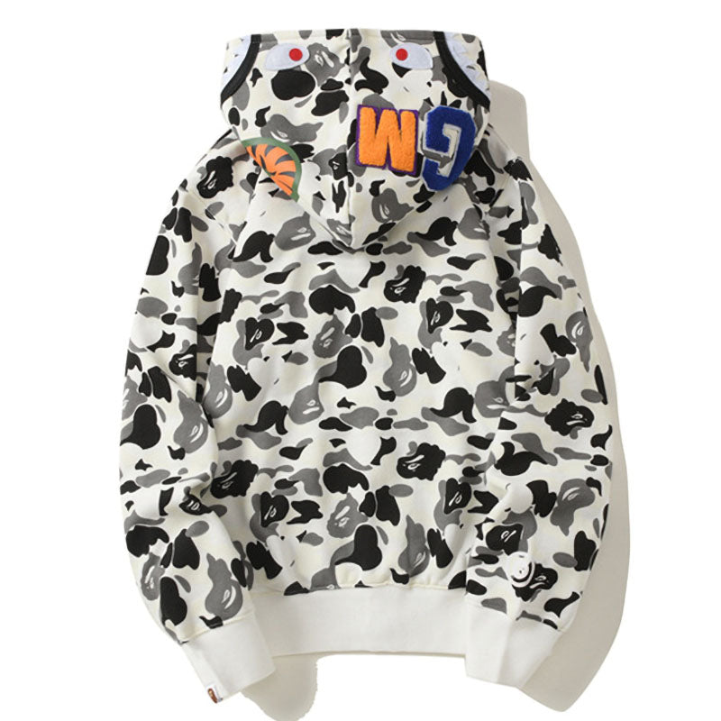 BAPE White Camo Shark Hoodie product view 2