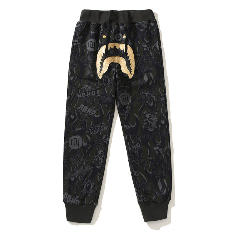 BAPE Black Gold Shark Camouflage casual pants - image 1