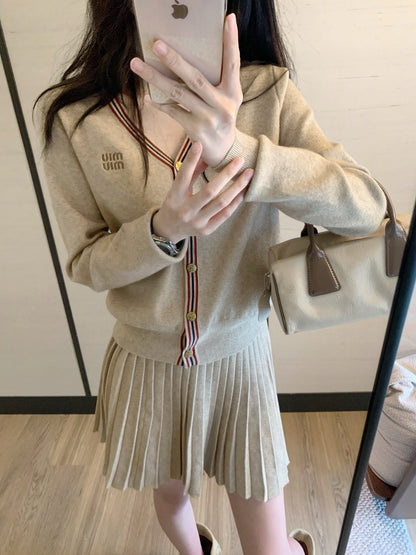 2025SS  Knitted jacket + pleated skirt THOM TREND