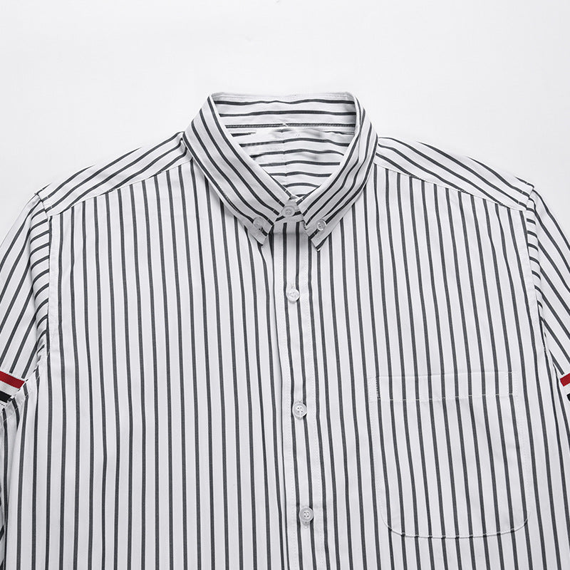 Classic Four-Bar Striped Dress Shirt - 100% Cotton Made in Japan by Thom Browne, shirt detail view