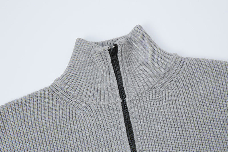 Stone Island Compass Badge Zip-Up Knit Cardigan - Black product detail view