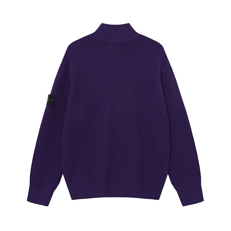 Stone Island Compass Badge Zip-Up Knit Cardigan - Gray product detail view