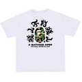 BAPE Green ABC Camo Kanji Back Print Men's T-Shirt - White