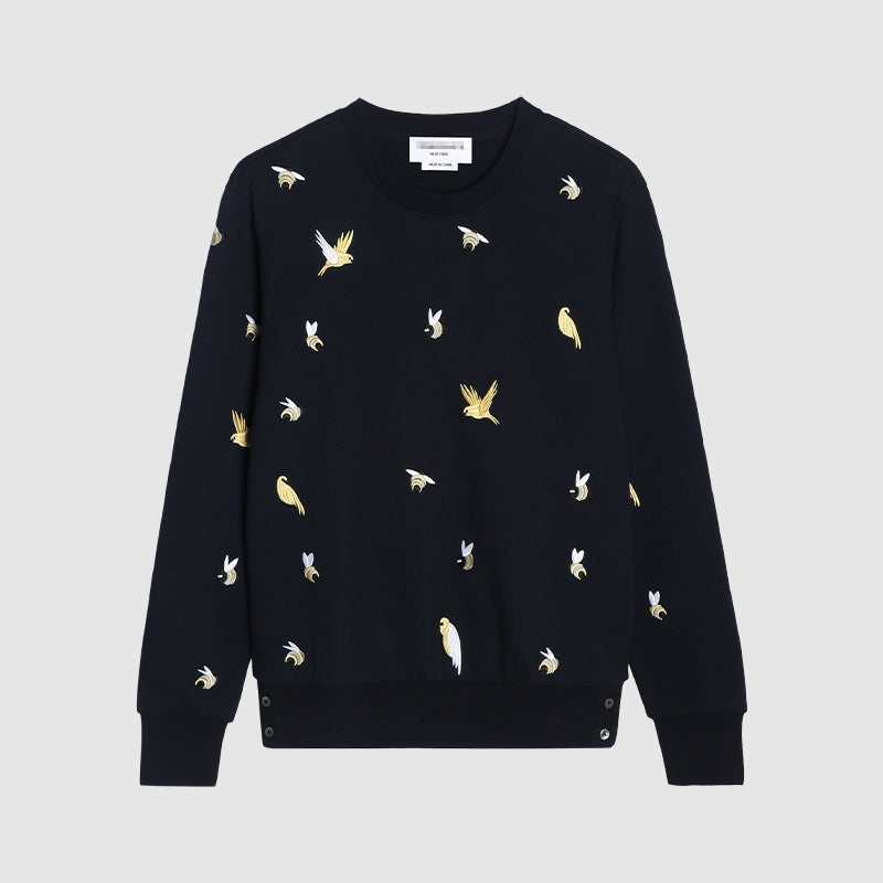 Premium 100% Cotton Embroidered Zip - Up Hoodie - Full - Zip Hooded Sweatshirt by Thom Browne, garment detail view