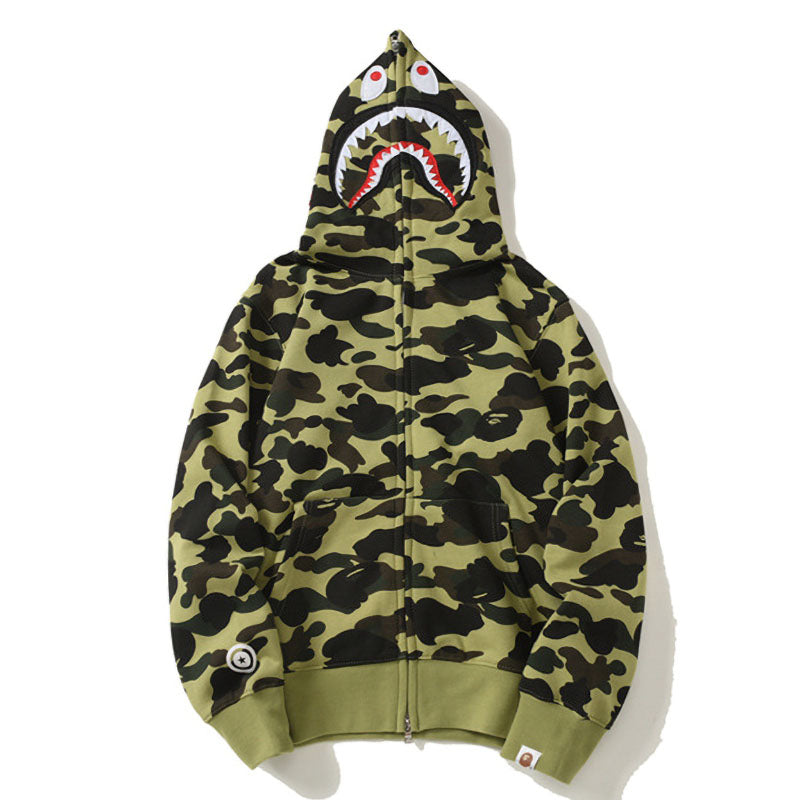 BAPE Green Camo Shark Hoodie product image
