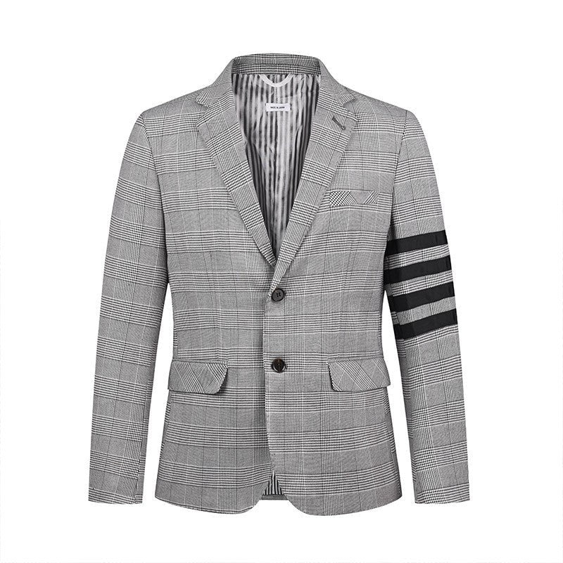 Plaid suit by Thom Browne, outerwear detail view