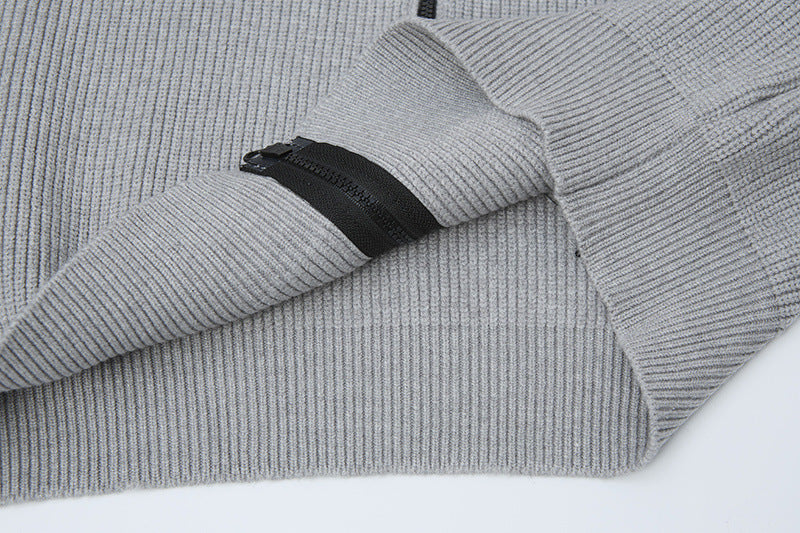 Stone Island Compass Badge Zip-Up Knit Cardigan - White product detail view