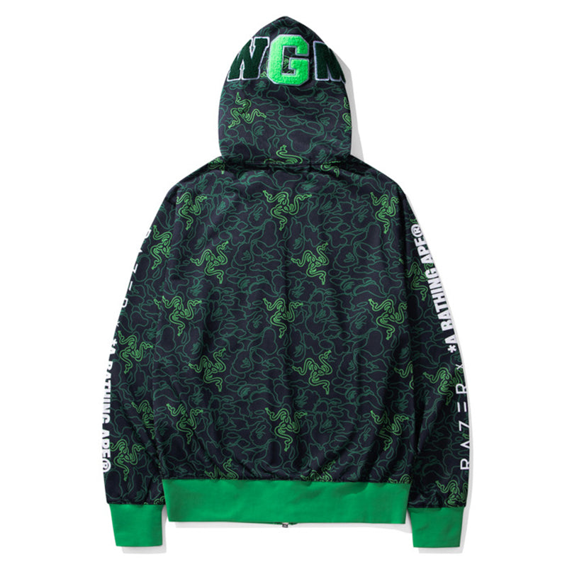 BAPE Green Shark Ape Head Zip Hoodie product view 2