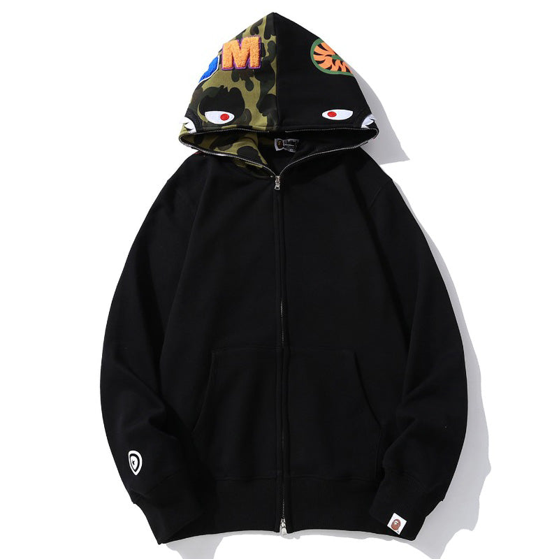 BAPE Camo Shark Hoodie - Black, Grey & Red product image