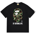BAPE Green ABC Camo Ape Head Men's T-Shirt - Black