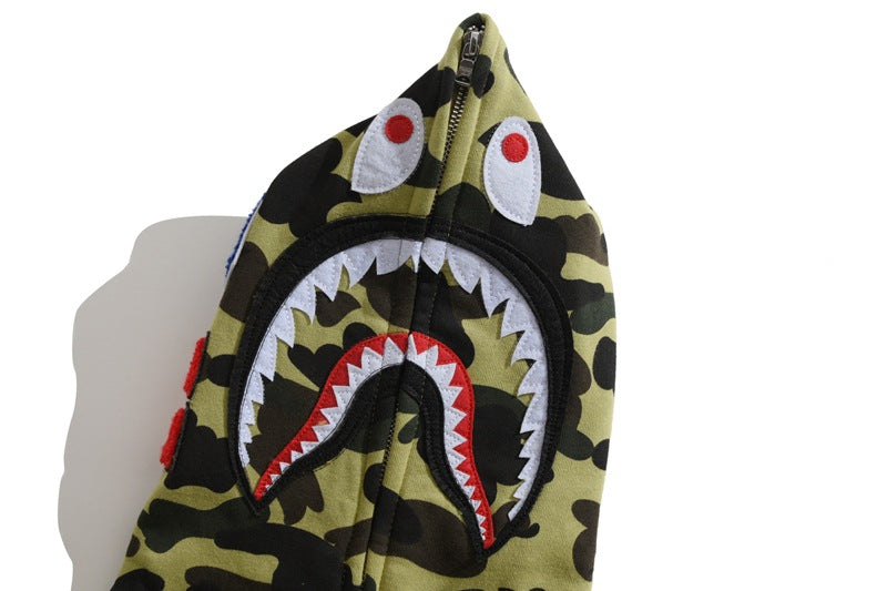BAPE Green Camo Shark Hoodie product view 3