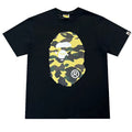 BAPE Yellow Camo Big Ape Head Men's T-Shirt - Black