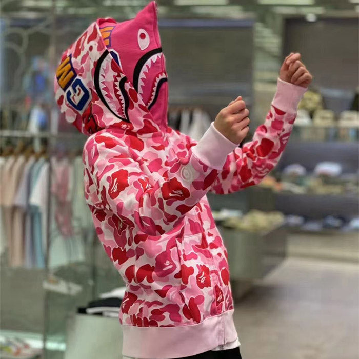 BAPE Big ABC Camo Double-Hood Shark Hoodie product view 7