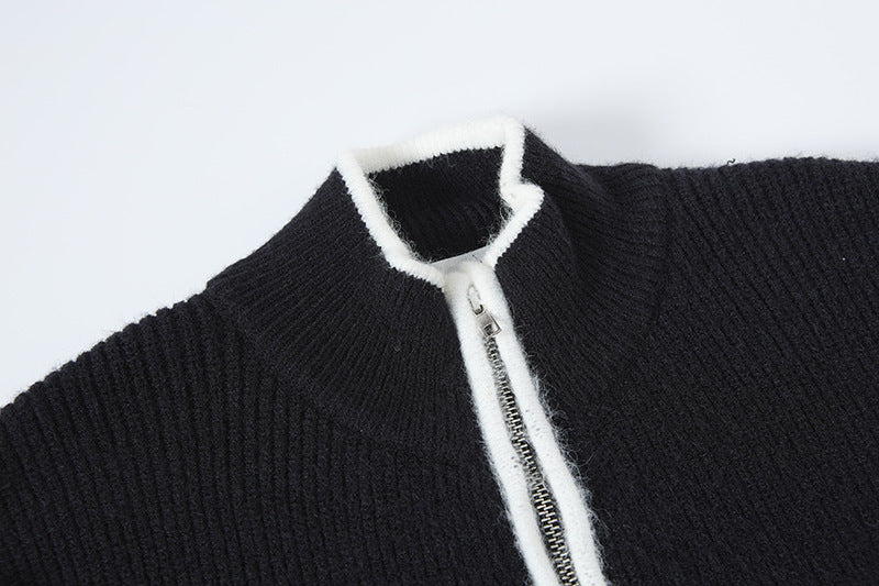 Stone Island Compass Badge Mock-Neck Zip Knit Jacket - Black product detail view