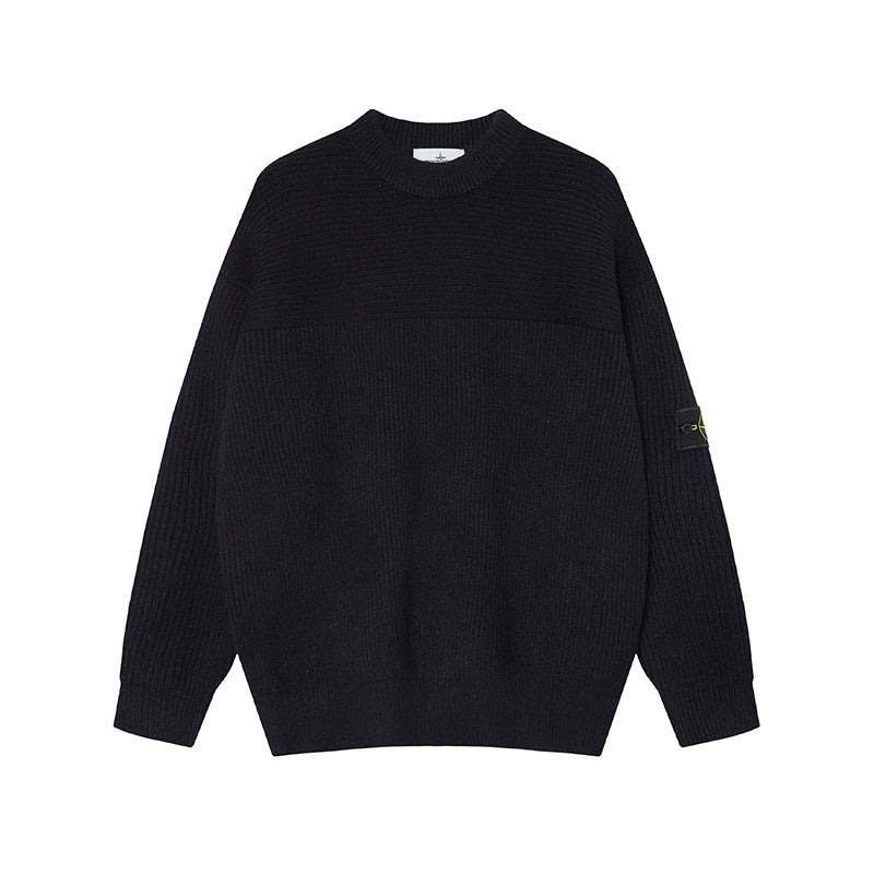 Stone Island Compass Badge Crewneck Knit Sweater - Gray product detail view